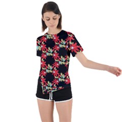 Floral Geometry Asymmetrical Short Sleeve Sports T-shirt by Sparkle