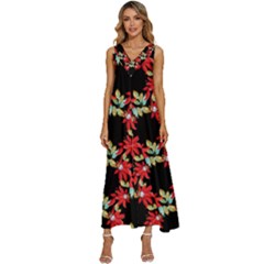 Floral Geometry V-neck Sleeveless Loose Fit Overalls by Sparkle