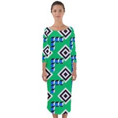 Beauitiful Geometry Quarter Sleeve Midi Bodycon Dress by Sparkle