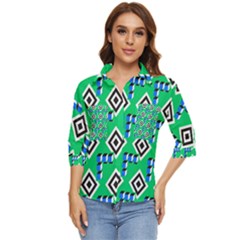 Beauitiful Geometry Women s Quarter Sleeve Pocket Shirt