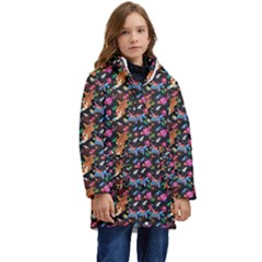 Beautiful Pattern Kids  Hooded Longline Puffer Jacket by Sparkle