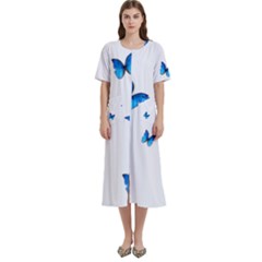 Butterfly-blue-phengaris Women s Cotton Short Sleeve Nightgown by saad11