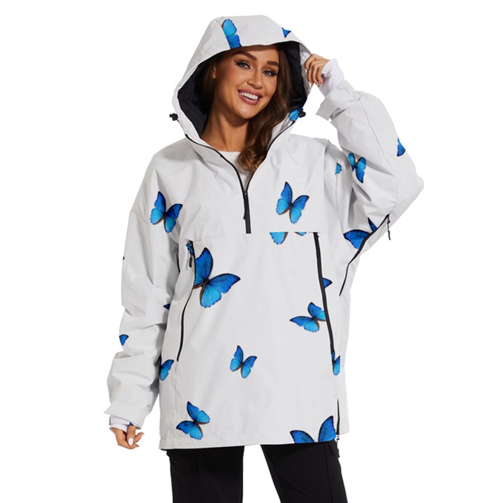 Butterfly-blue-phengaris Women s Ski and Snowboard Waterproof Breathable Jacket