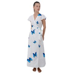 Butterfly-blue-phengaris Flutter Sleeve Maxi Dress by saad11