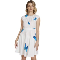 Butterfly-blue-phengaris Cap Sleeve High Waist Dress by saad11