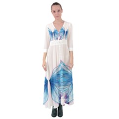 Butterfly-drawing-art-fairytale  Button Up Maxi Dress