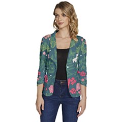 Spring Design  Women s One-button 3/4 Sleeve Short Jacket by AlexandrouPrints