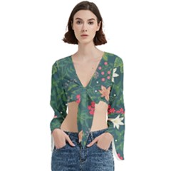 Spring Design  Trumpet Sleeve Cropped Top