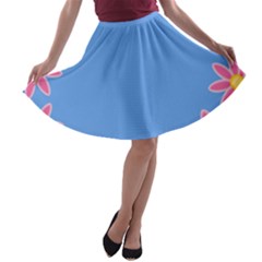 Flowers Space Frame Ornament A-line Skater Skirt