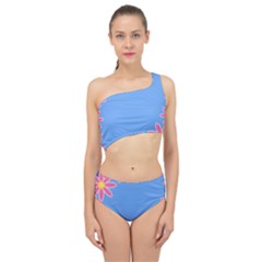 Flowers Space Frame Ornament Spliced Up Two Piece Swimsuit