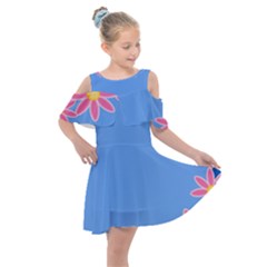 Flowers Space Frame Ornament Kids  Shoulder Cutout Chiffon Dress by Maspions