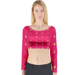 Illustrations Heart Pattern Design Long Sleeve Crop Top