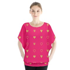 Illustrations Heart Pattern Design Batwing Chiffon Blouse