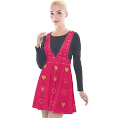 Illustrations Heart Pattern Design Plunge Pinafore Velour Dress by Maspions