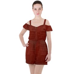 Grid Background Pattern Wallpaper Ruffle Cut Out Chiffon Playsuit