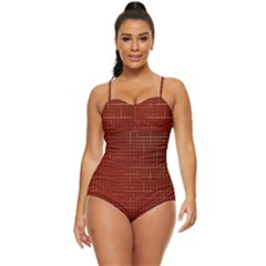 Grid Background Pattern Wallpaper Retro Full Coverage Swimsuit