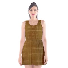 Anstract Gold Golden Grid Background Pattern Wallpaper Scoop Neck Skater Dress by Maspions