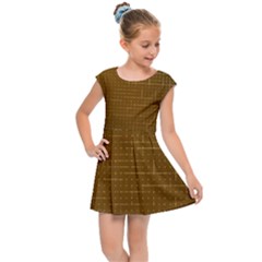 Anstract Gold Golden Grid Background Pattern Wallpaper Kids  Cap Sleeve Dress