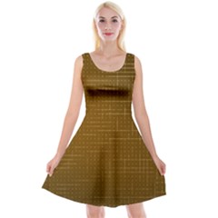 Anstract Gold Golden Grid Background Pattern Wallpaper Reversible Velvet Sleeveless Dress