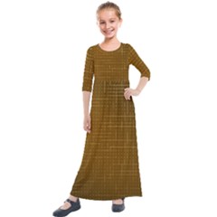 Anstract Gold Golden Grid Background Pattern Wallpaper Kids  Quarter Sleeve Maxi Dress