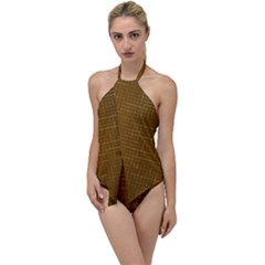 Anstract Gold Golden Grid Background Pattern Wallpaper Go With The Flow One Piece Swimsuit by Maspions