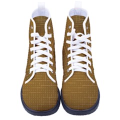 Anstract Gold Golden Grid Background Pattern Wallpaper Women s High-top Canvas Sneakers by Maspions