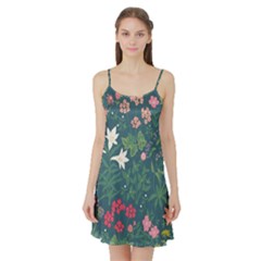 Spring Small Flowers Satin Night Slip