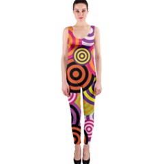 Abstract Circles Background Retro One Piece Catsuit