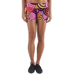 Abstract Circles Background Retro Yoga Shorts by Ravend