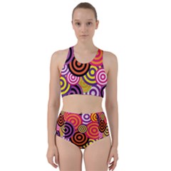 Abstract Circles Background Retro Racer Back Bikini Set