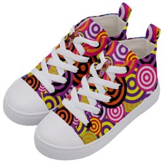 Abstract Circles Background Retro Kids  Mid-top Canvas Sneakers by Ravend