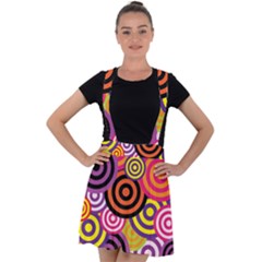 Abstract Circles Background Retro Velvet Suspender Skater Skirt