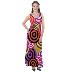 Abstract Circles Background Retro Sleeveless Velour Maxi Dress