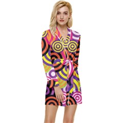 Abstract Circles Background Retro Long Sleeve Satin Robe by Ravend