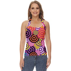 Abstract Circles Background Retro Basic Halter Top