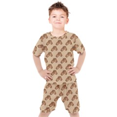 Coffee Beans Pattern Texture Kids  T-shirt And Shorts Set