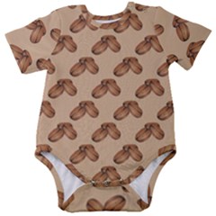 Coffee Beans Pattern Texture Baby Short Sleeve Bodysuit by Maspions