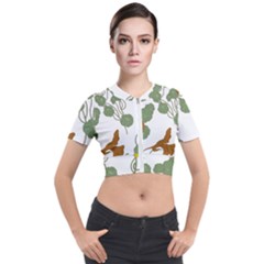 Nasturtium Flower Plant Leaves Short Sleeve Cropped Jacket