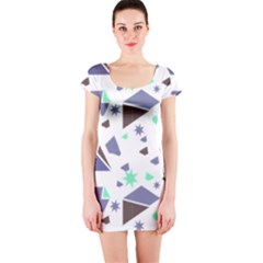 Seamless Pattern Geometric Texture Short Sleeve Bodycon Dress