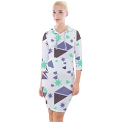 Seamless Pattern Geometric Texture Quarter Sleeve Hood Bodycon Dress