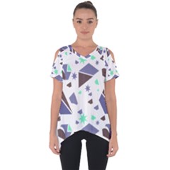 Seamless Pattern Geometric Texture Cut Out Side Drop T-shirt