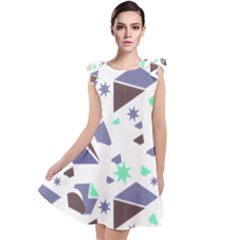 Seamless Pattern Geometric Texture Tie Up Tunic Dress