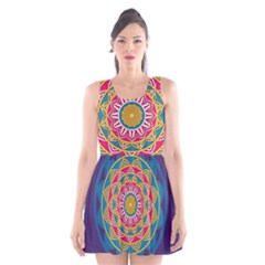 Abstract Digital Artwork Scoop Neck Skater Dress by Maspions