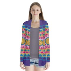 Abstract Digital Artwork Drape Collar Cardigan