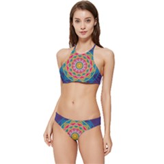 Abstract Digital Artwork Banded Triangle Bikini Set