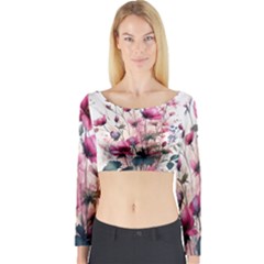 Flora Floral Flower Petal Long Sleeve Crop Top