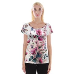 Flora Floral Flower Petal Cap Sleeve Top