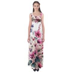 Flora Floral Flower Petal Empire Waist Maxi Dress