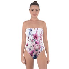 Flora Floral Flower Petal Tie Back One Piece Swimsuit