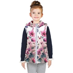 Flora Floral Flower Petal Kids  Hooded Puffer Vest